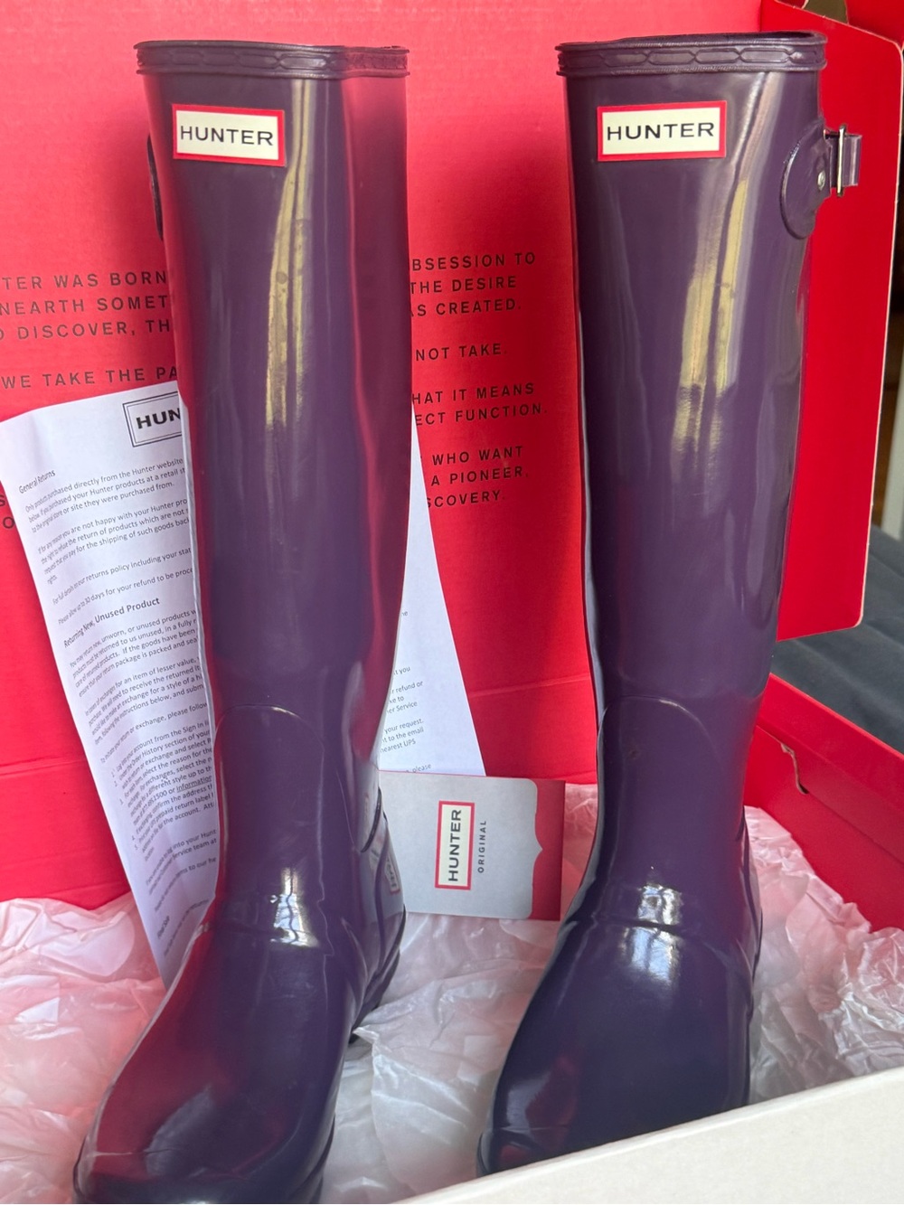 Hunter Tall Gloss Plum Rain Boots